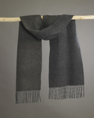 Grey Double Faced Wide Cashmere Scarf